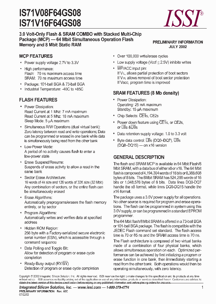 IS71V08F64GS08-7085AI_3899802.PDF Datasheet
