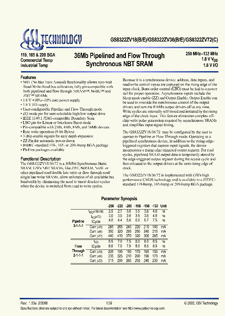 GS8322ZV18GE-225_3901095.PDF Datasheet