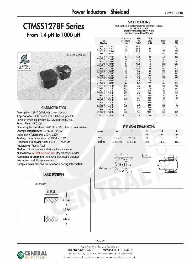 CTMSS1278F-1R4M_3900514.PDF Datasheet