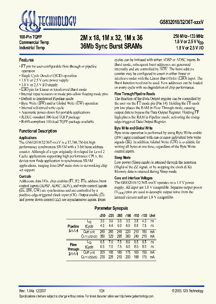 GS832018GT-133V_3900436.PDF Datasheet