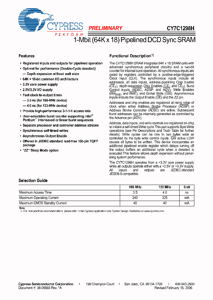 CY7C1298H-166AXC_3901314.PDF Datasheet