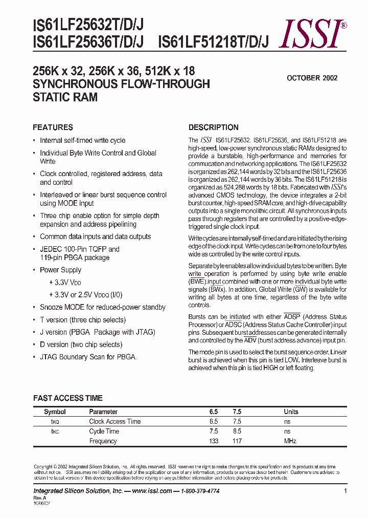 IS61LF51218J-75B_3903481.PDF Datasheet