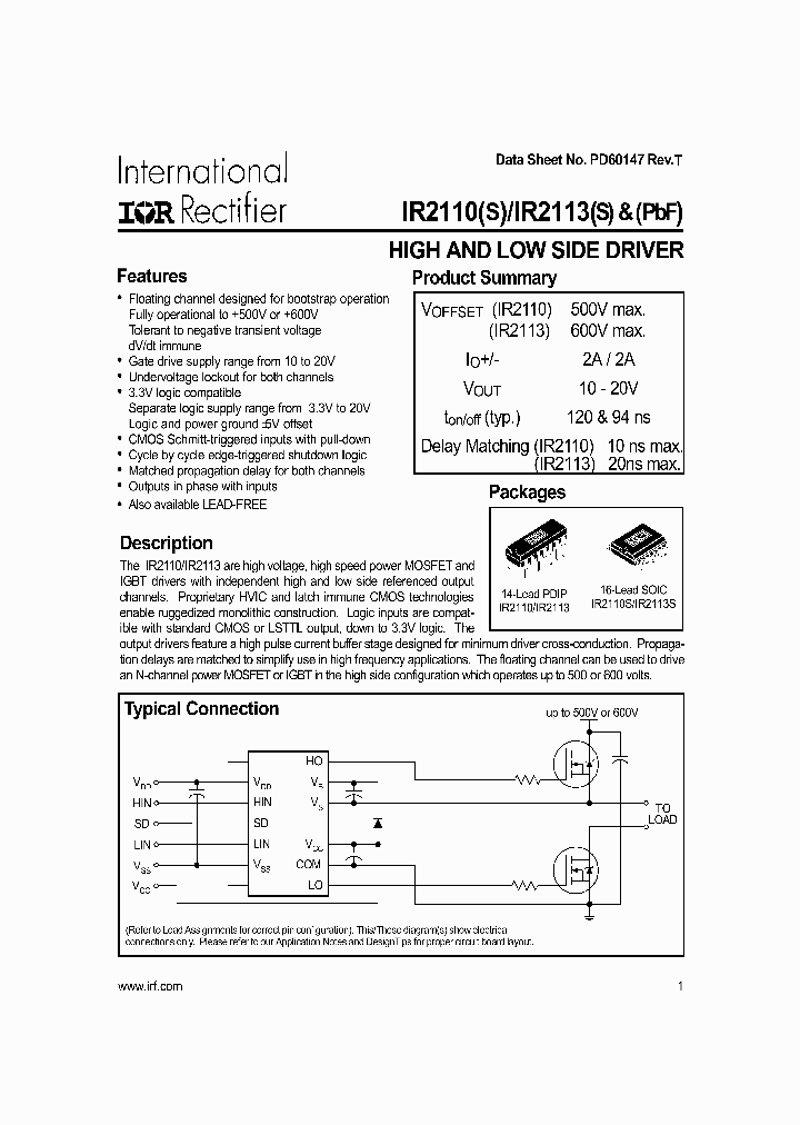 IR2110STRPBF_3906178.PDF Datasheet
