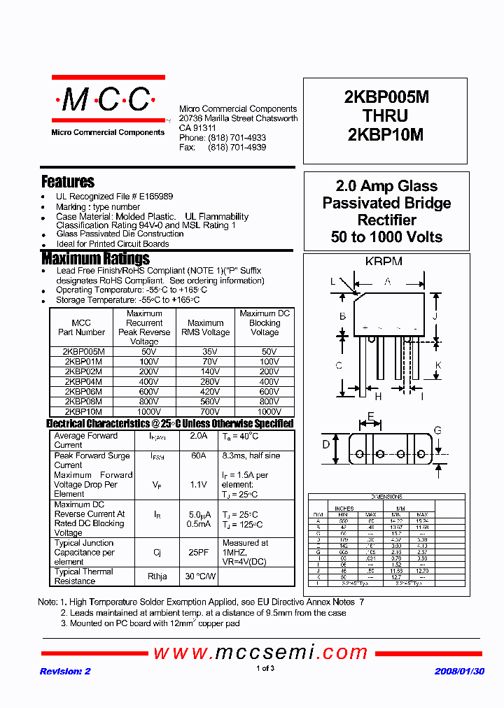 2KBP08M-BP_3906619.PDF Datasheet