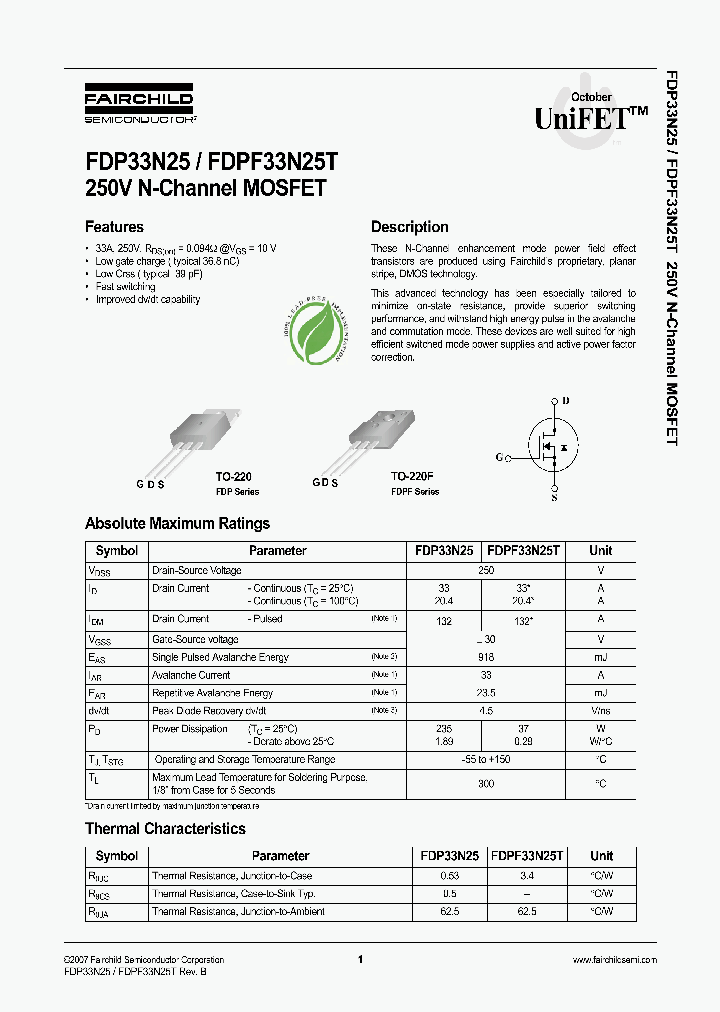 FDPF33N25T_3909641.PDF Datasheet