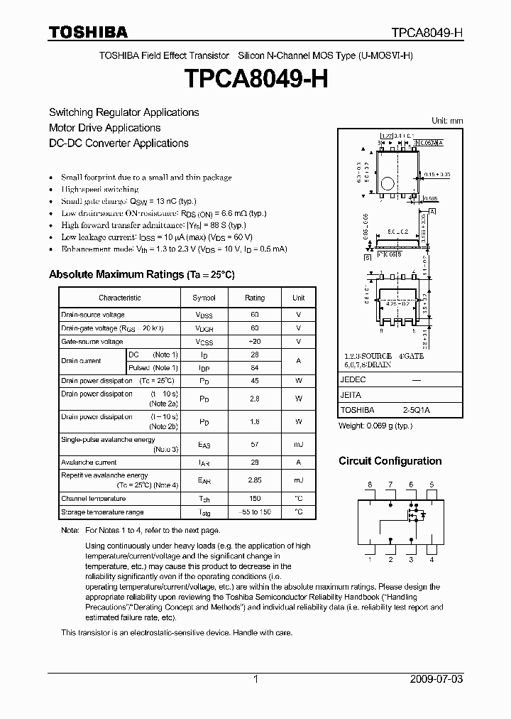 TPCA8049-H_3903799.PDF Datasheet