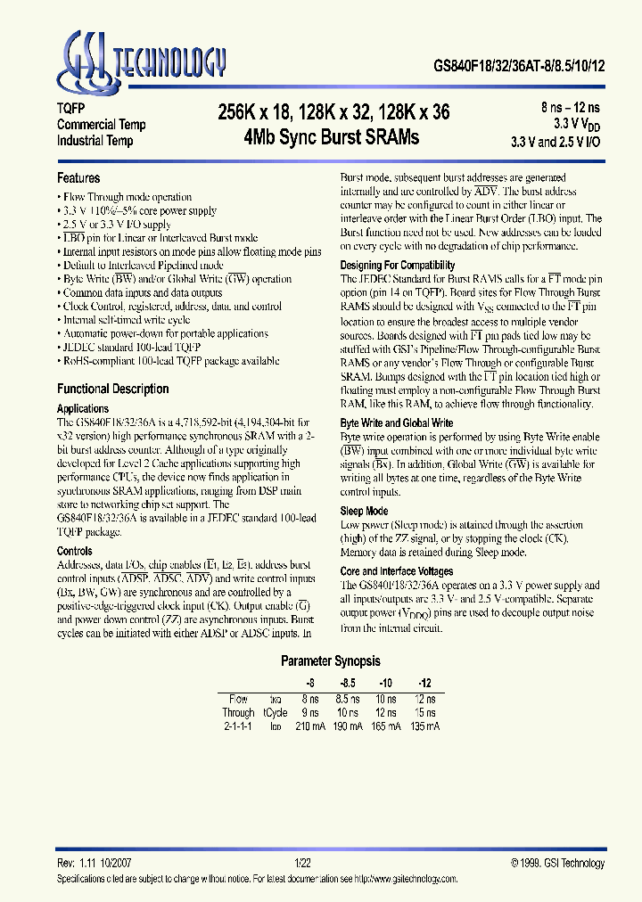 GS840F18AGT-8I_3908294.PDF Datasheet