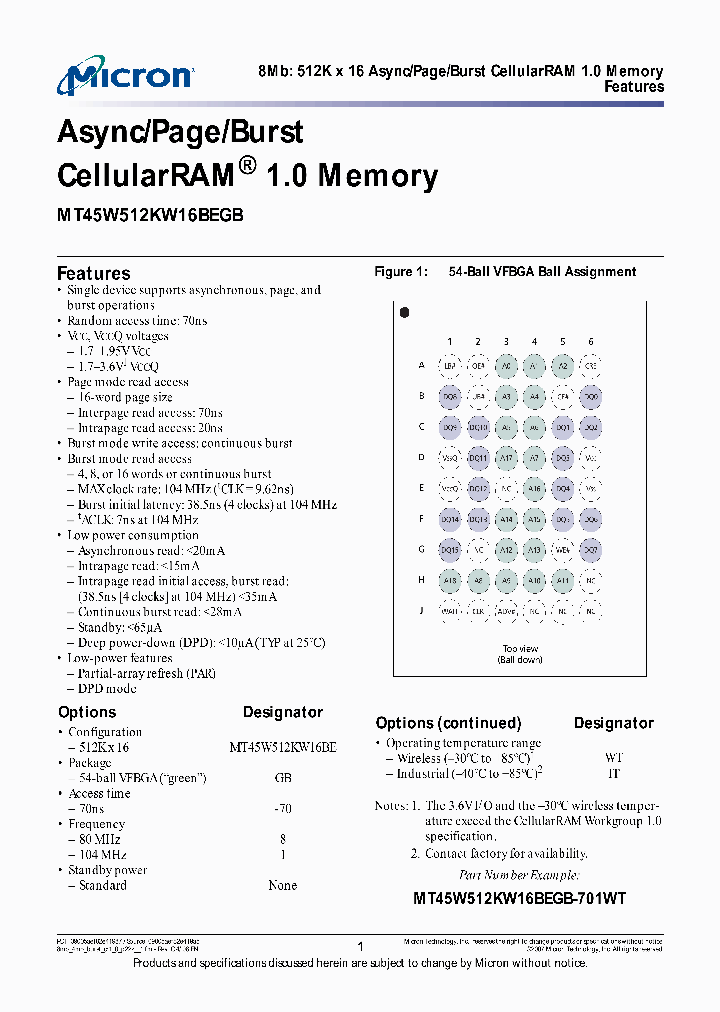MT45W512KW16BEGB-708IT_3908459.PDF Datasheet