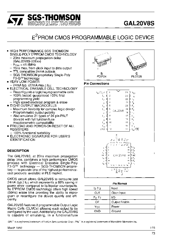 GAL20V8S-20EC1J_3913253.PDF Datasheet