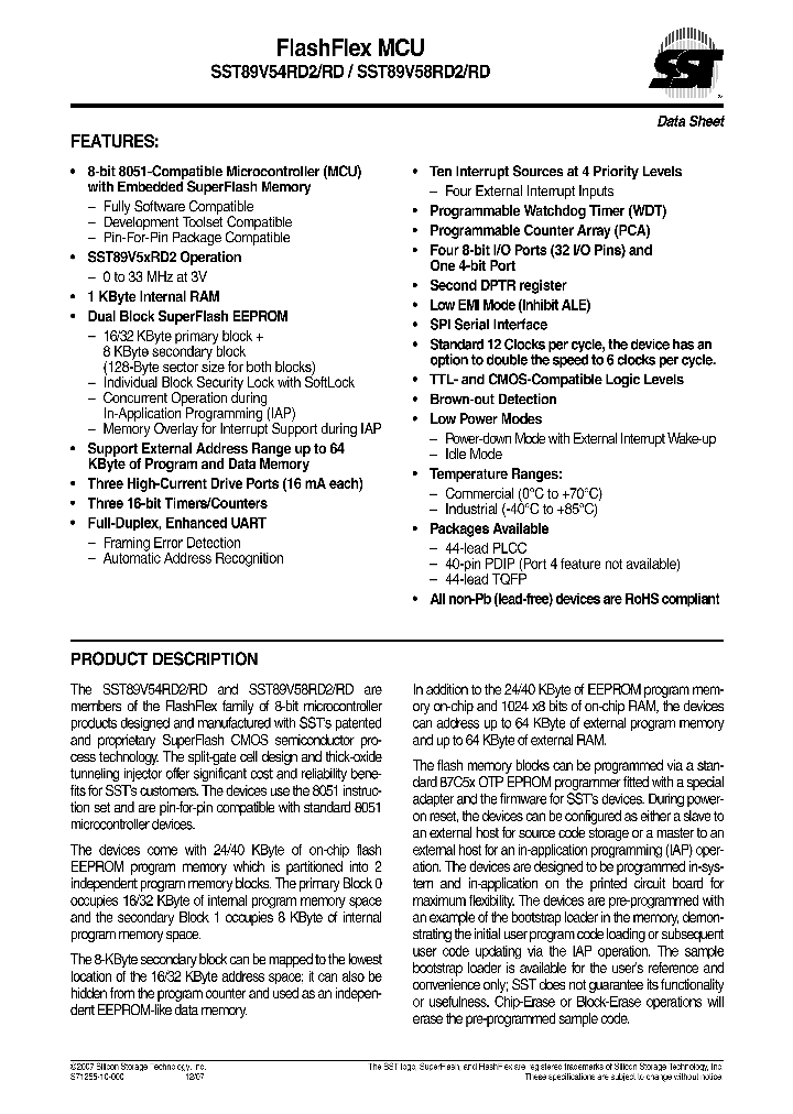 SST89V58RD-33-C-PIE_3914015.PDF Datasheet