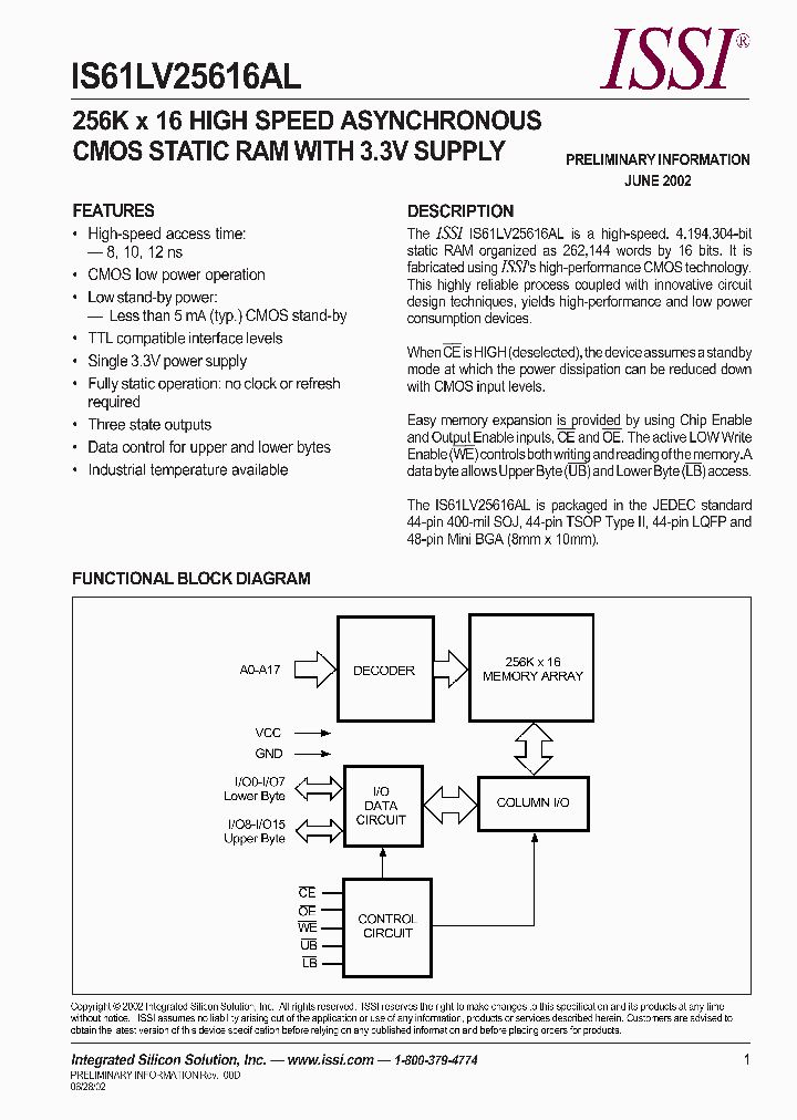 IS61LV25616AL-8LQI_3906473.PDF Datasheet