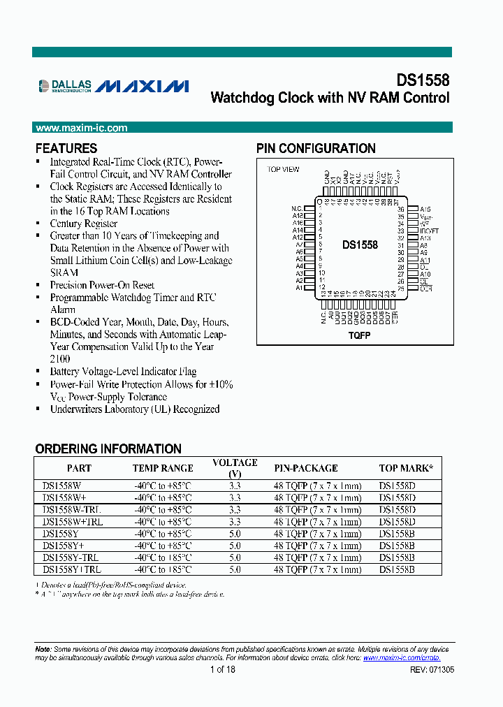 DS1558WTRL_3917233.PDF Datasheet
