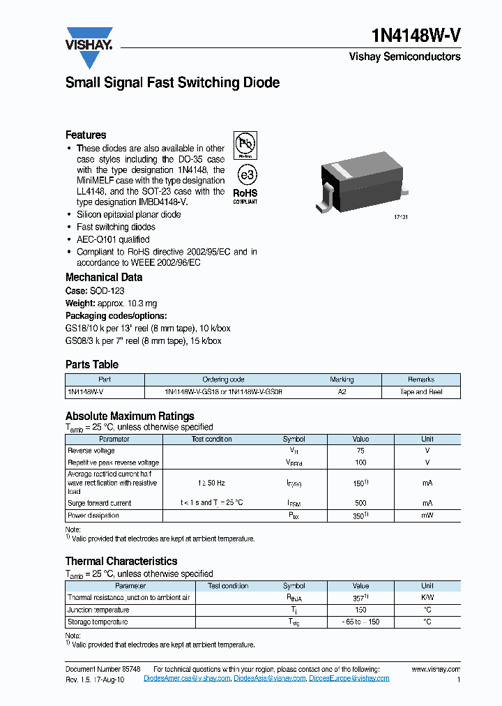 1N4148W-V-GS08_3917535.PDF Datasheet