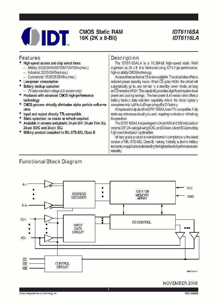 IDT6116LA20SOGI8_3917768.PDF Datasheet
