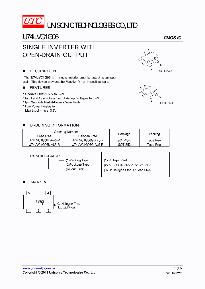 U74LVC1G06L-AE5-R_4151599.PDF Datasheet