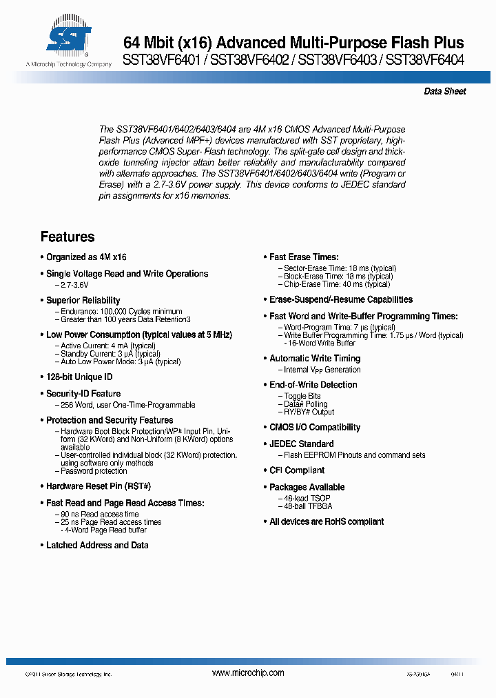 SST38VF6401-90-5C-B3KE_3916481.PDF Datasheet