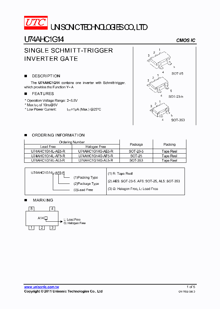 U74AHC1G14L-AE5-R_4151608.PDF Datasheet