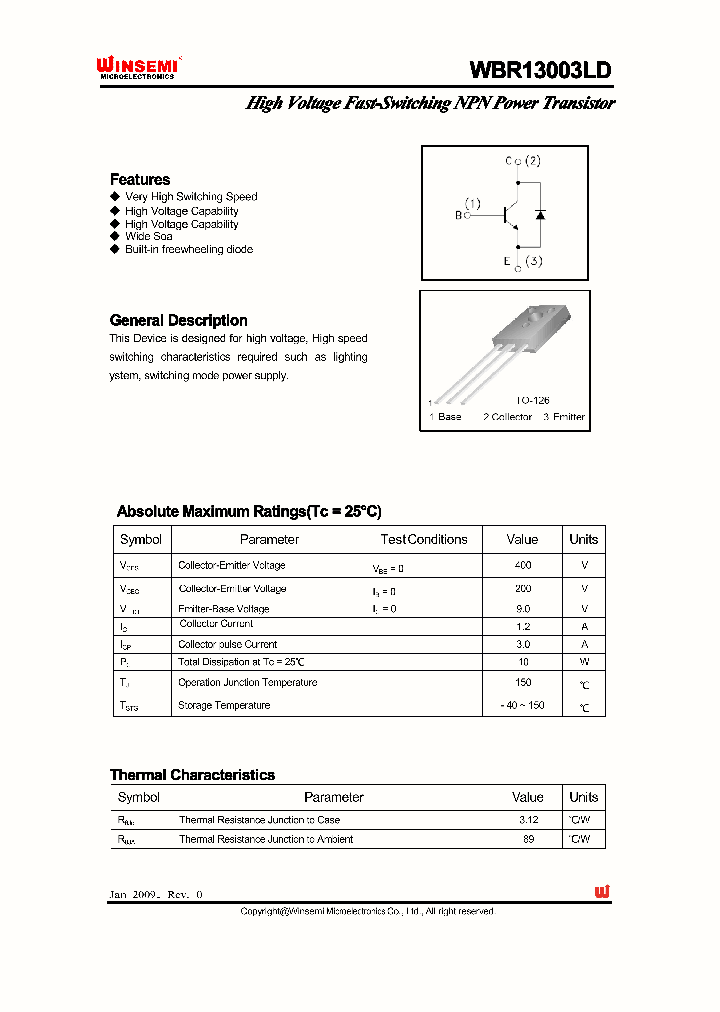 WBR13003LD_4161292.PDF Datasheet