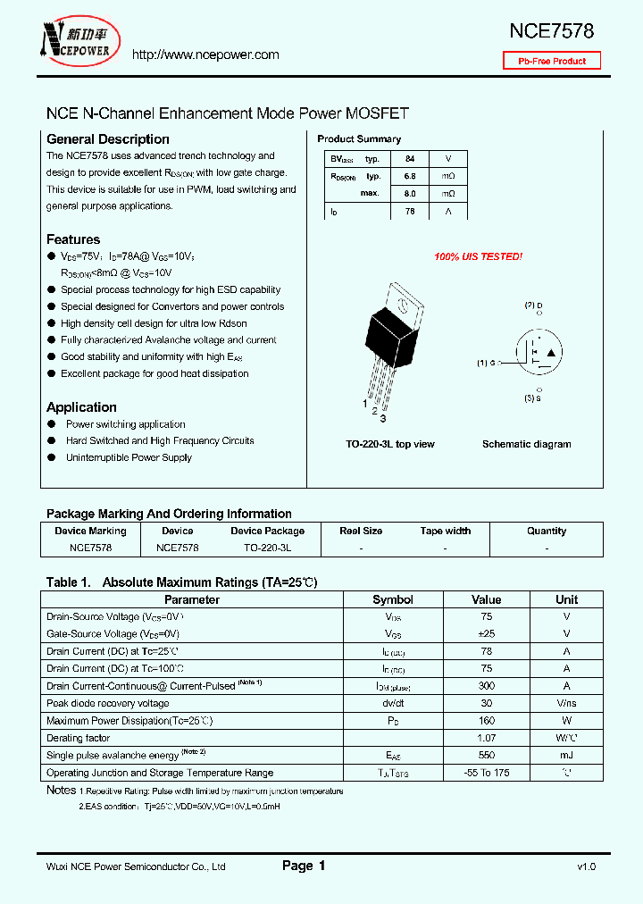 NCE7578_4161343.PDF Datasheet