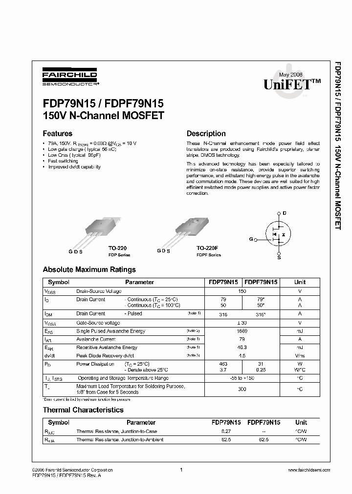 FDPF79N15_3936002.PDF Datasheet