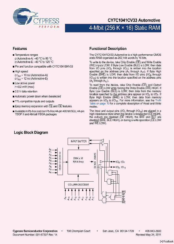 CY7C1041CV33-12ZSXE_3931588.PDF Datasheet