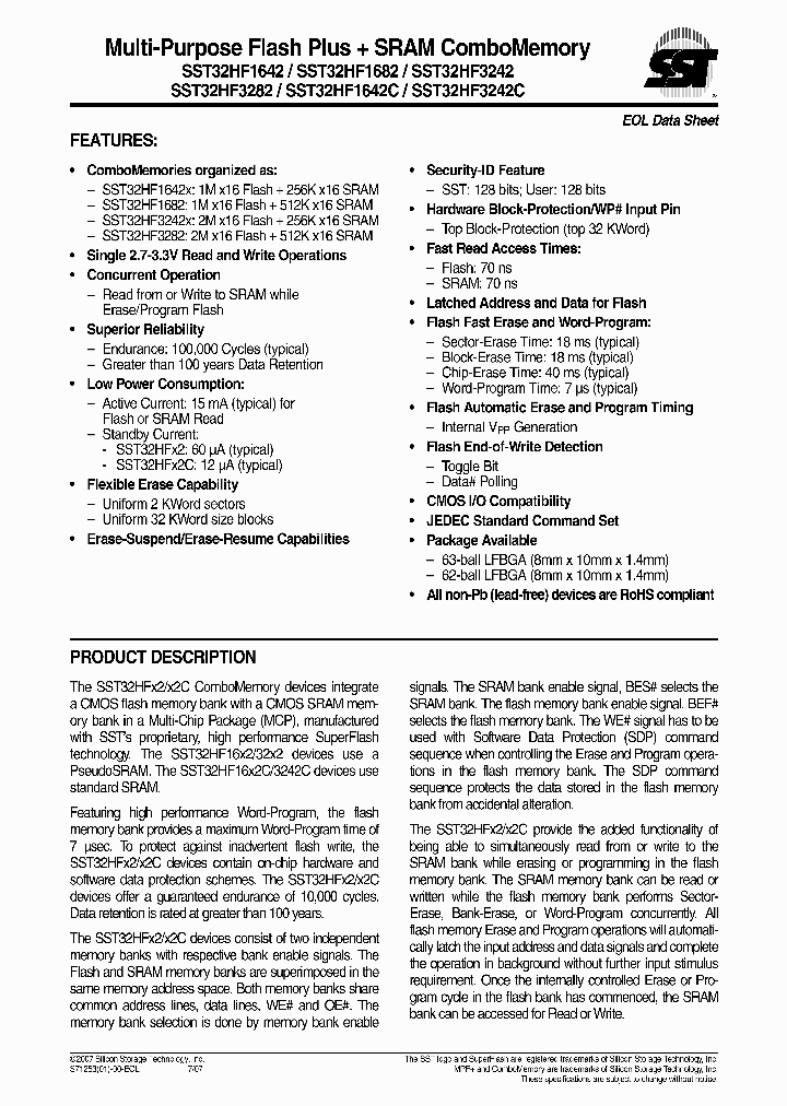 SST32HF3242C-70-4C-LFSE_3939195.PDF Datasheet