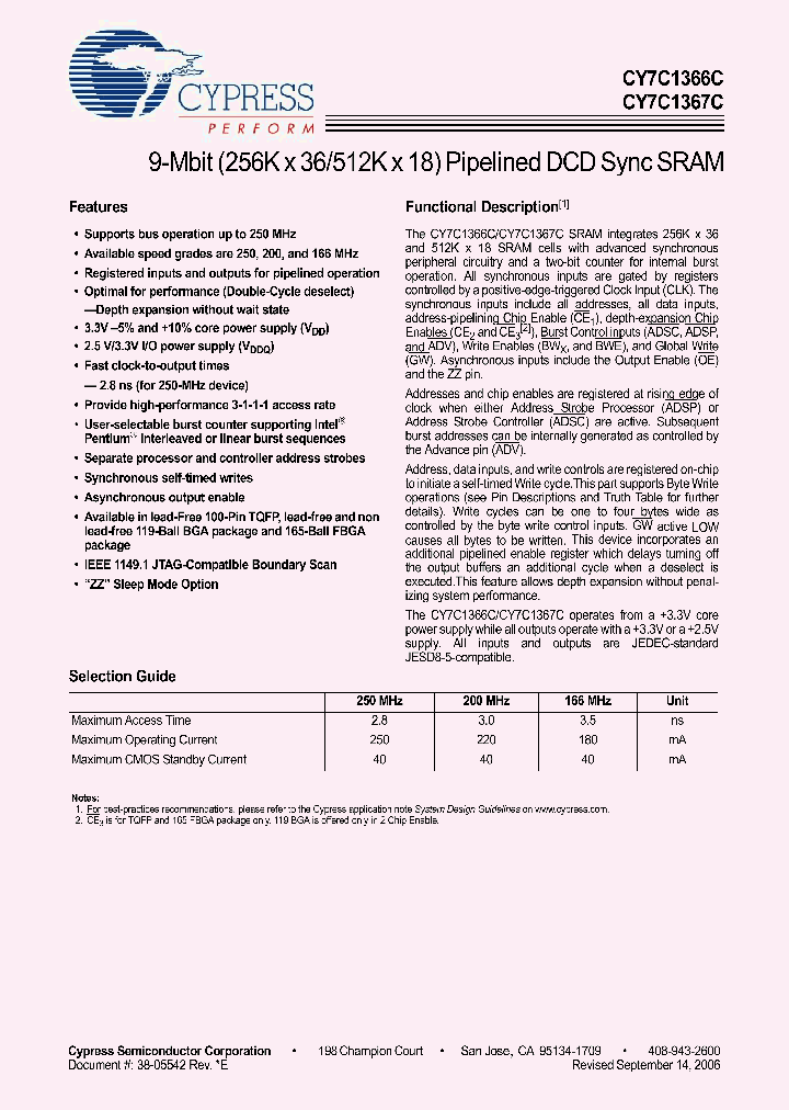 CY7C1367C-166BGC_3948045.PDF Datasheet