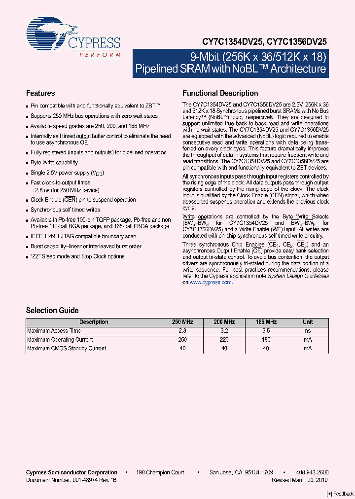 CY7C1354DV25-200BZI_3955103.PDF Datasheet