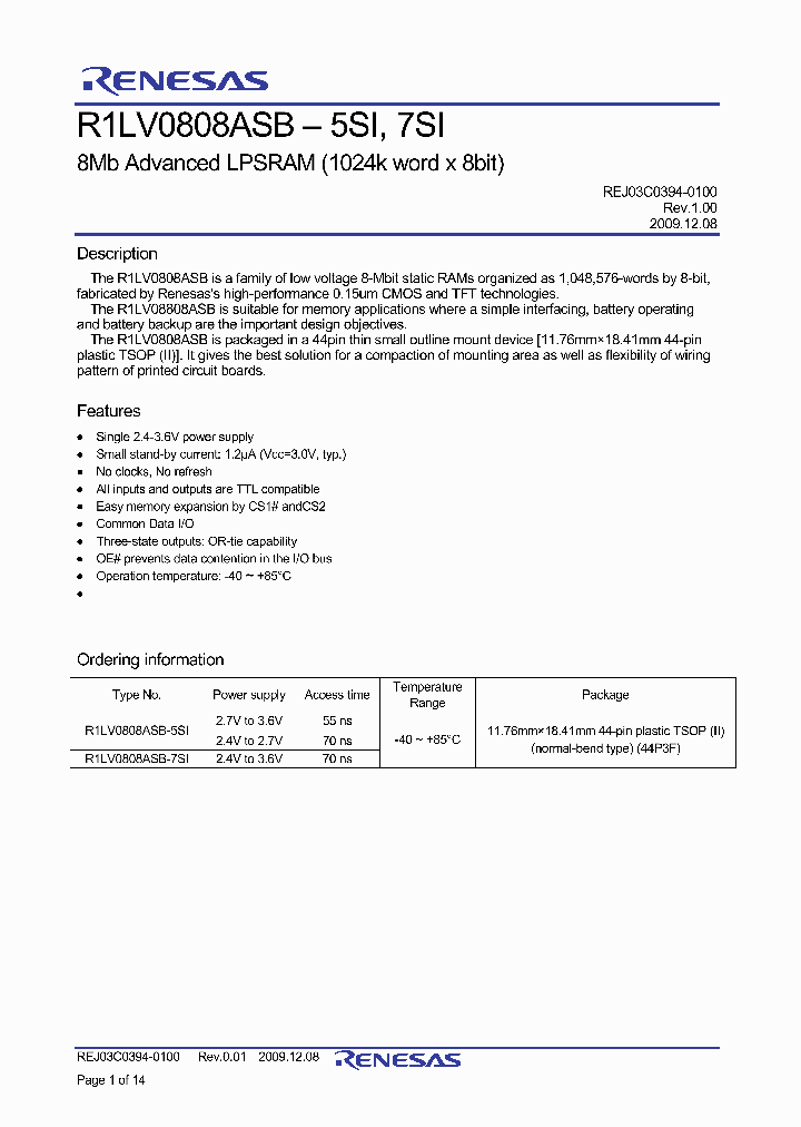 R1LV0808ASB-7SI_4169175.PDF Datasheet