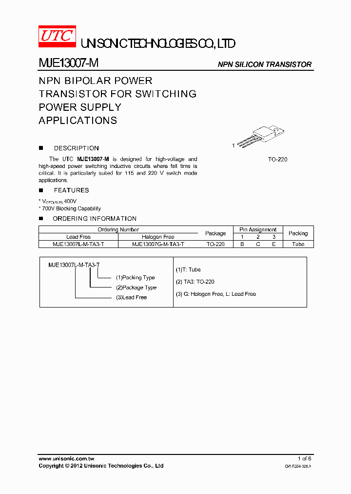MJE13007L-M-TA3-T_4180291.PDF Datasheet