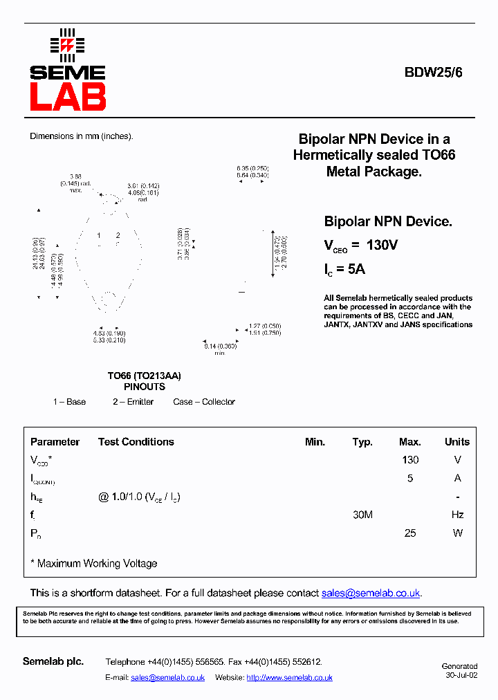 BDW256_3999605.PDF Datasheet