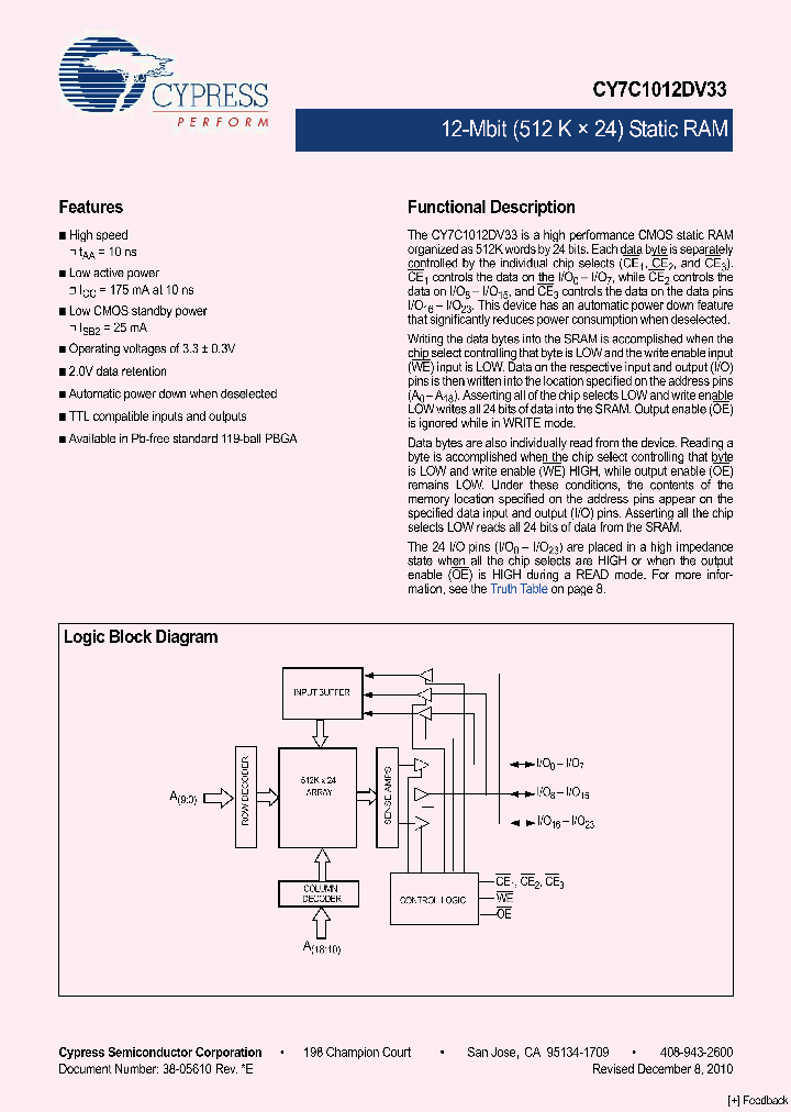 CY7C1012DV33-10BGXI_3996358.PDF Datasheet