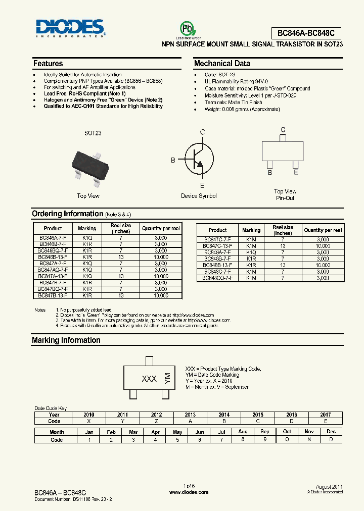 BC846B-7-F_4203570.PDF Datasheet