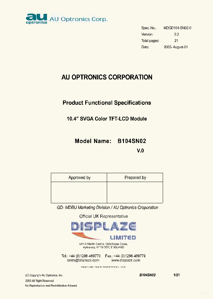 B104SN02-V0_4200185.PDF Datasheet