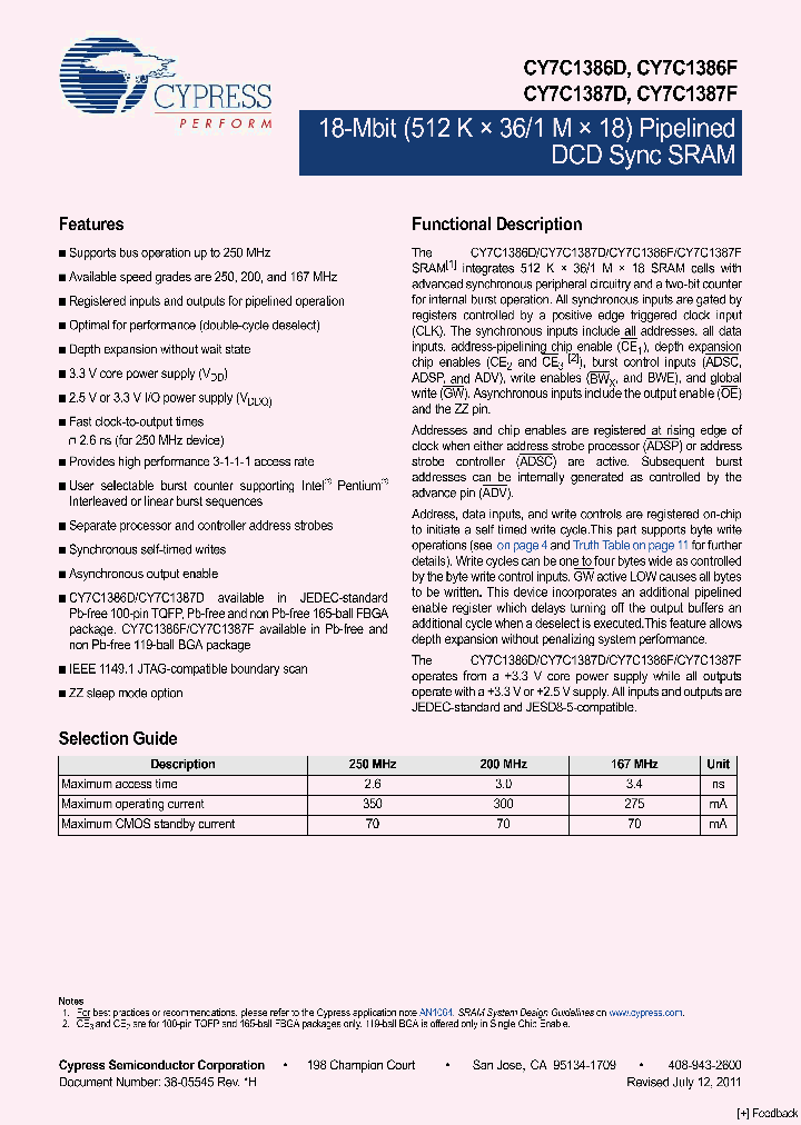 CY7C1386D-167AXC_4210832.PDF Datasheet