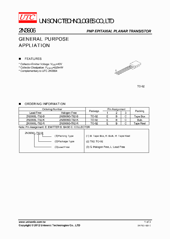 2N3906G-T92-B_4215012.PDF Datasheet