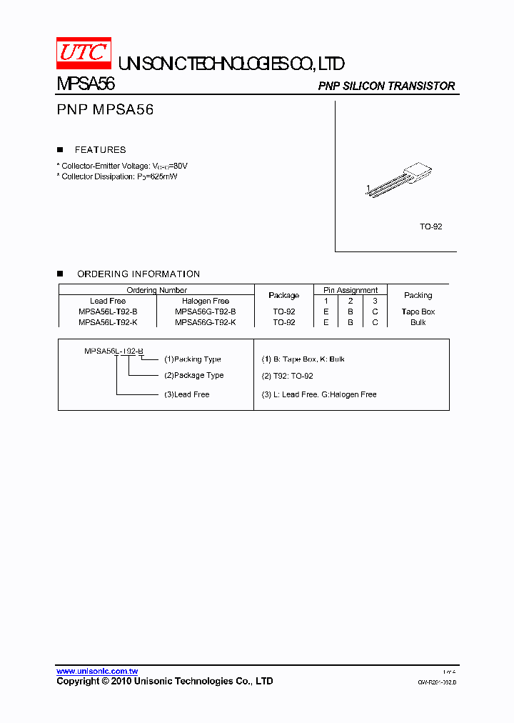 MPSA56G-T92-B_4215015.PDF Datasheet