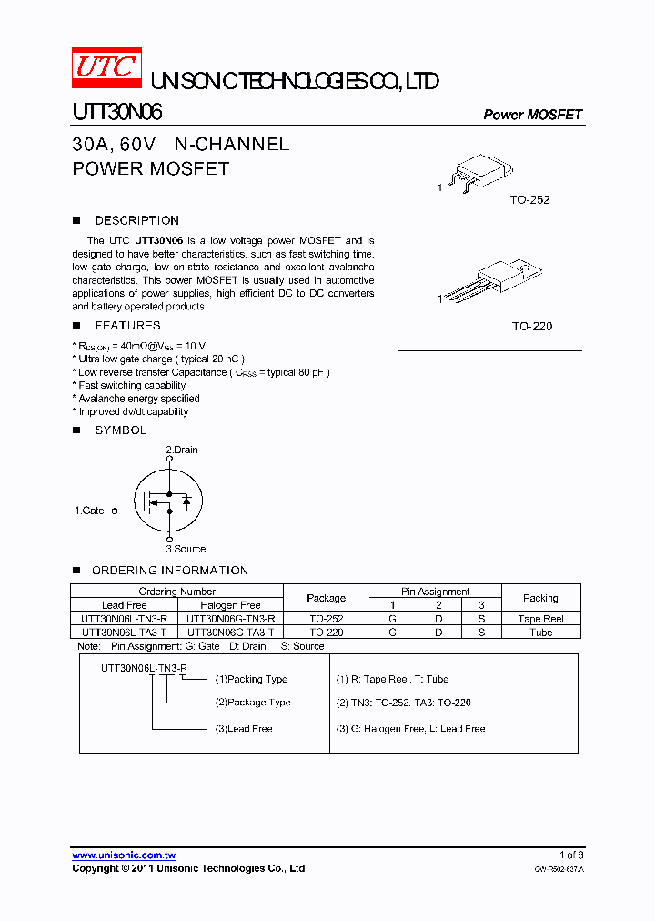 UTT30N06L-TA3-T_4225296.PDF Datasheet