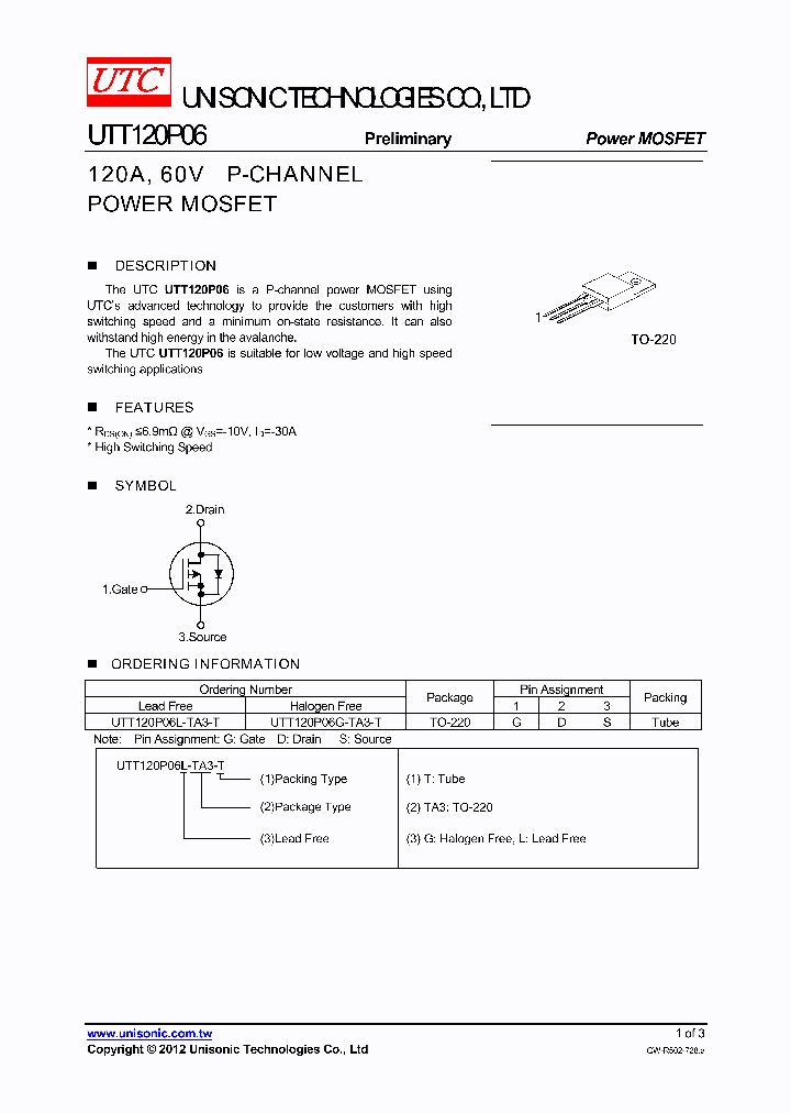 UTT120P06L-TA3-T_4225301.PDF Datasheet