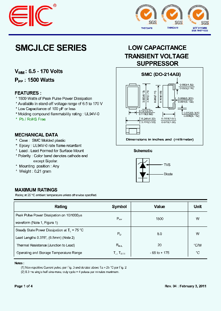 SMCJLCE90A_4093108.PDF Datasheet