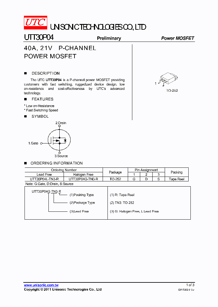UTT30P04G-TN3-R_4232782.PDF Datasheet