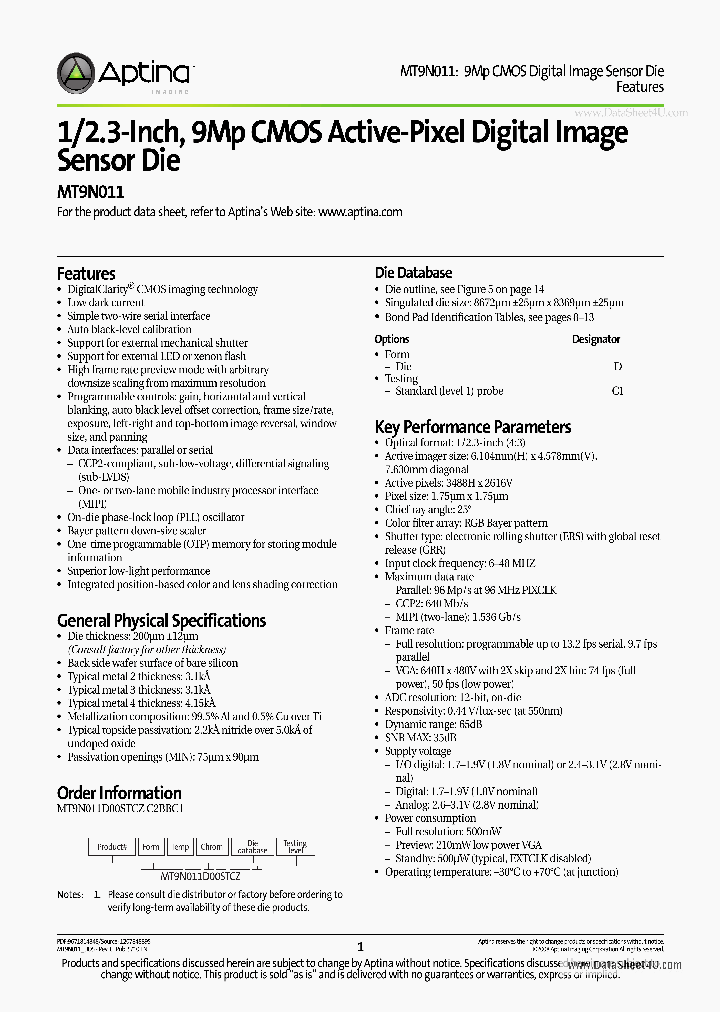 MT9N011_4236855.PDF Datasheet