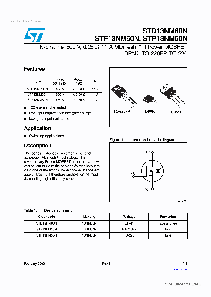 STD13NM60N_4237122.PDF Datasheet