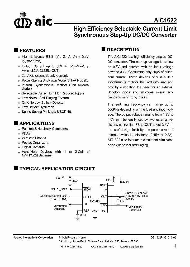 AIC1622_4239256.PDF Datasheet