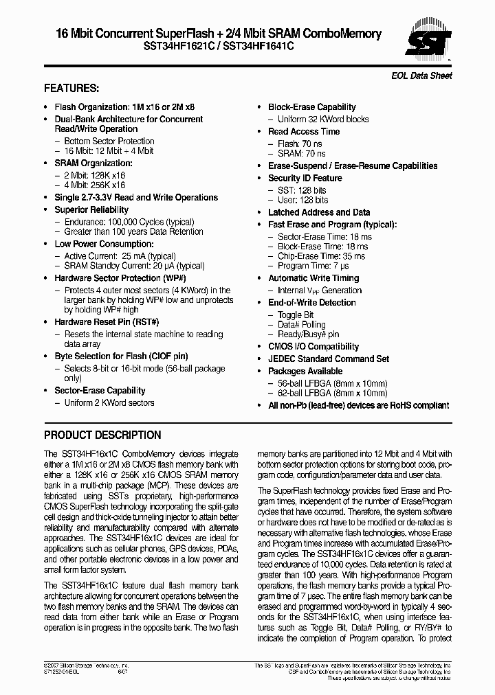 SST34HF1621C-70-4E-L1PE_4158293.PDF Datasheet