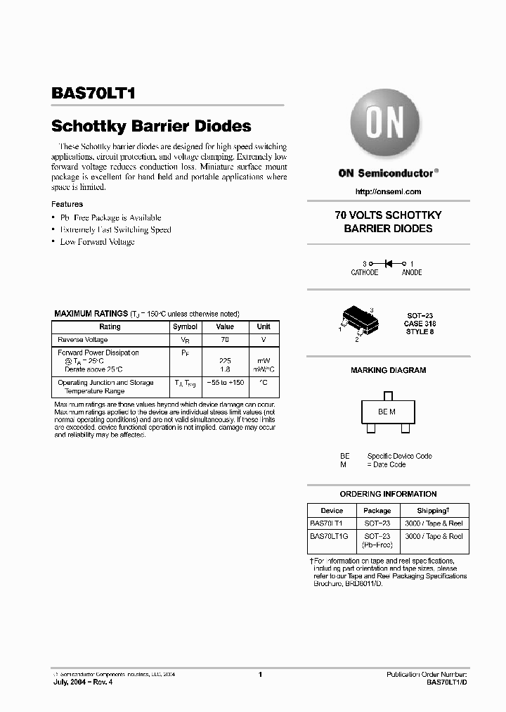BAS70LT1G_4167547.PDF Datasheet