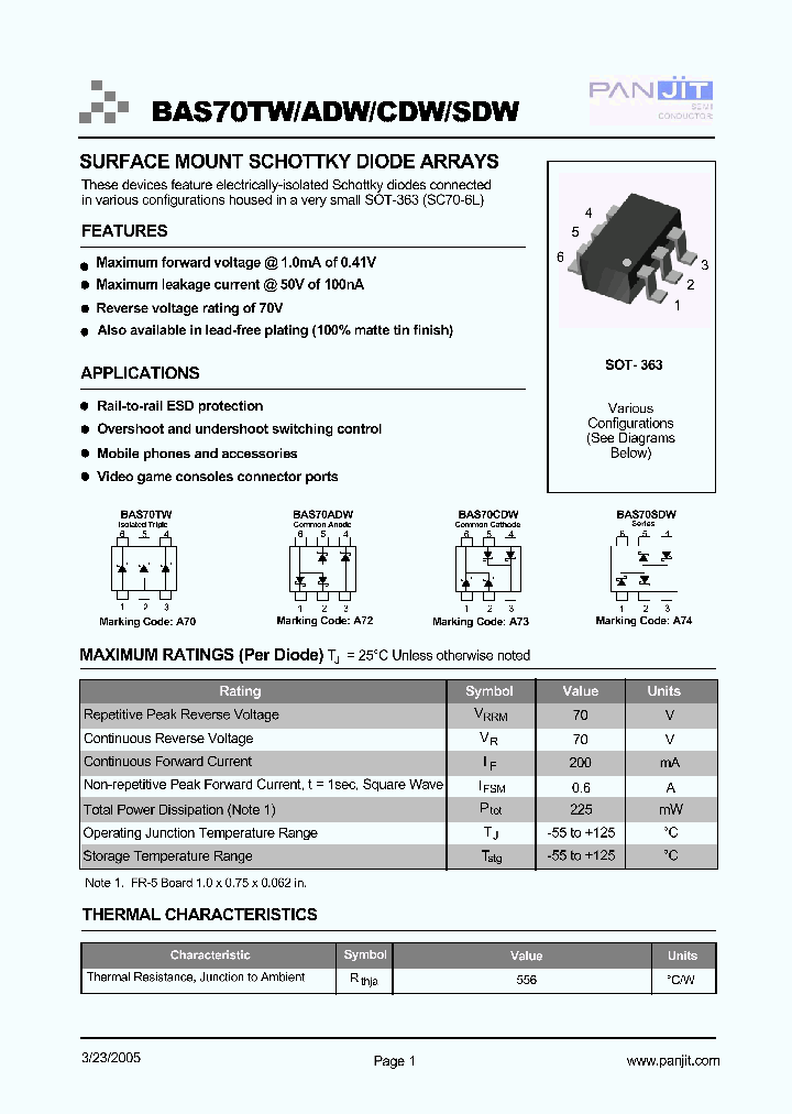 BAS70SDW_4171629.PDF Datasheet