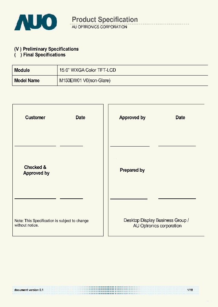 M150EW01-V0_4249034.PDF Datasheet