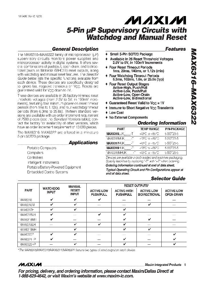 MAX6316LUK29CY_4188860.PDF Datasheet