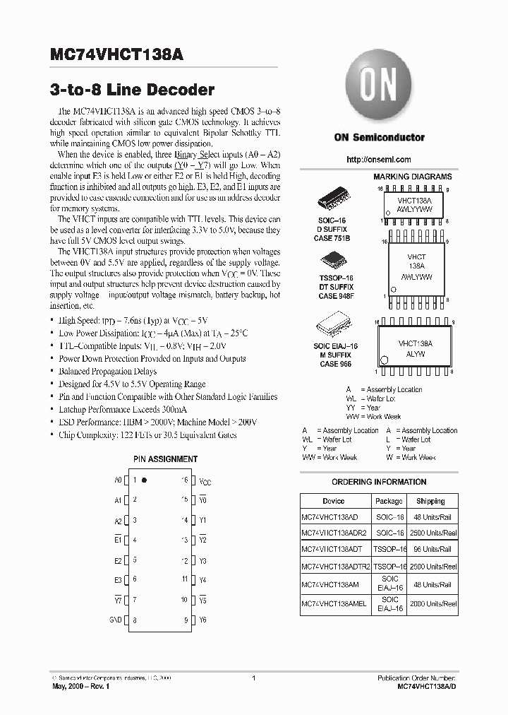 MC74VHCT138A-D_4256569.PDF Datasheet